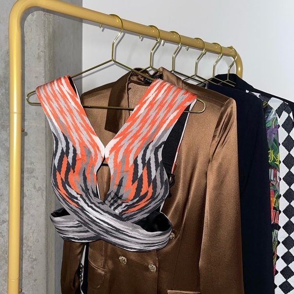 Alexander Wang Tops - Alexander Wang Accordion Pleated Criss Cross Top in Pavement Woven